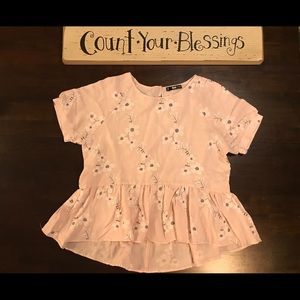 💕 Floral High-Low Hem Peplum Top - Large - EUC